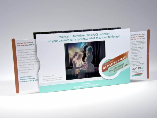 Salix Pharmaceuticals used this shadow box mailer to deliver information about APRISO.